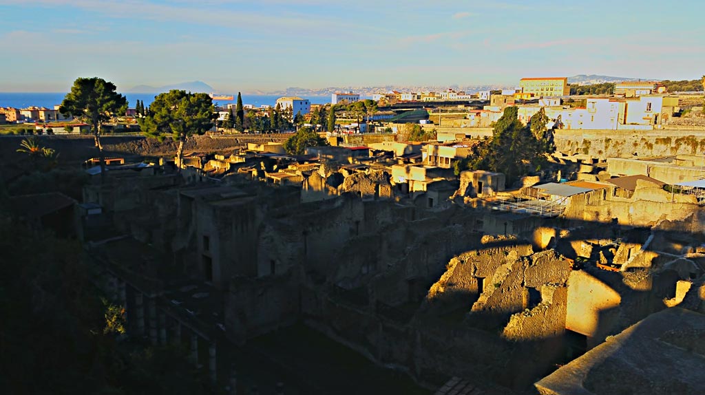 Herculaneum. Photo taken between October 2014 and November 2019.
Looking south-west across site below bridge, towards beautiful Bay of Naples. Photo courtesy of Giuseppe Ciaramella.